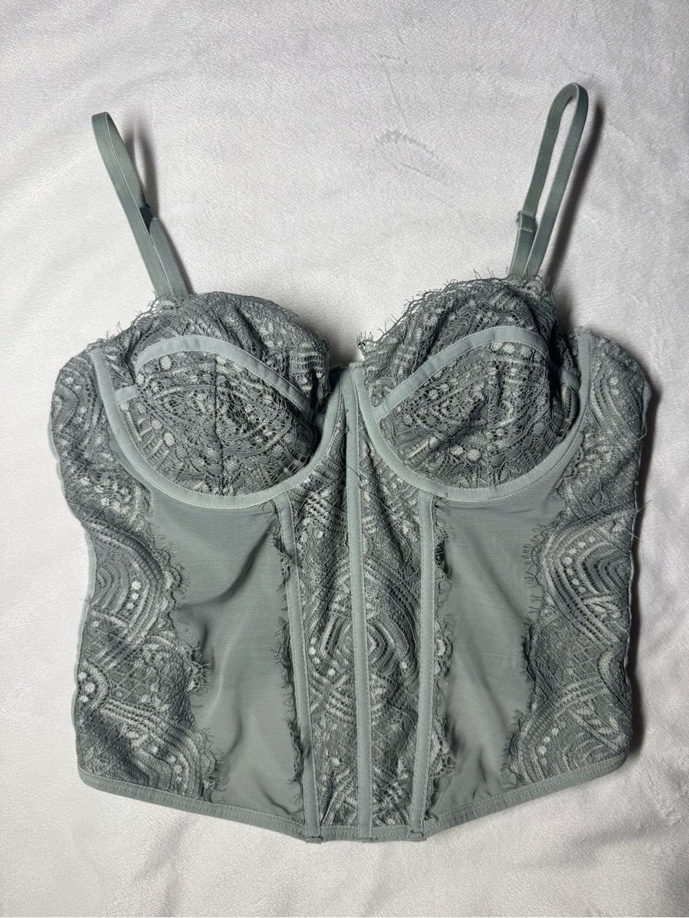 Garage Sage Green Lace Bustier